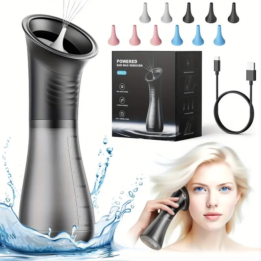 Electric Ear Irrigation Kit | 4 Pressure Levels | IPX7 Waterproof | Safe Ear Wax Removal
