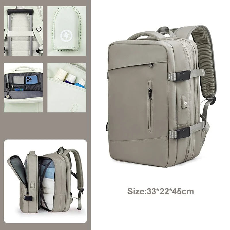 Expandable Travel Backpack – USB Charging Port | Laptop Compartment | Unisex | 8 Colors | Carry-On Friendly