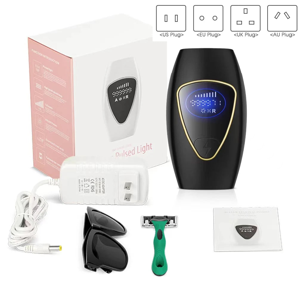 IPL Hair Removal Device – 500,000 Flashes | 5 Energy Levels | Painless Laser Epilator | Face & Body | Gift Box