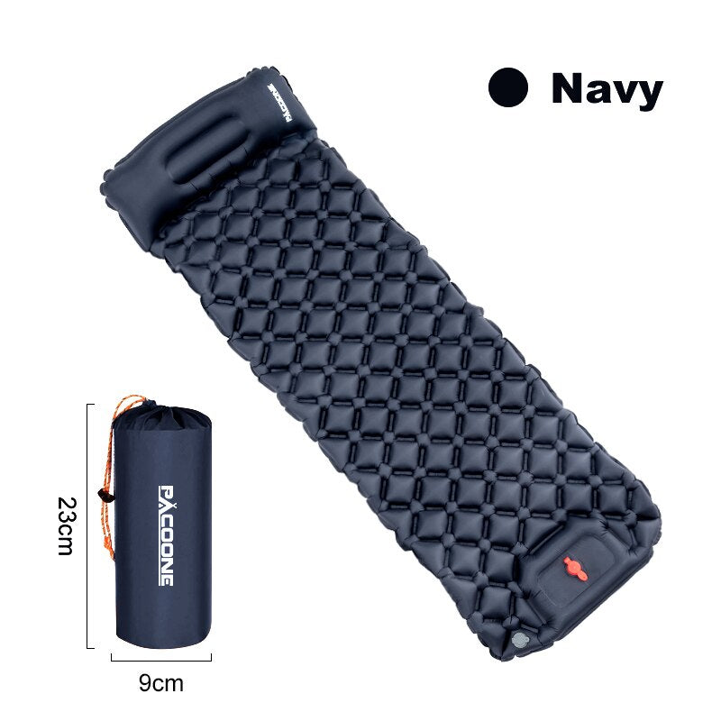 Camping Inflatable Mattress | Self-Inflating Sleeping Pad with Built-In Pillow