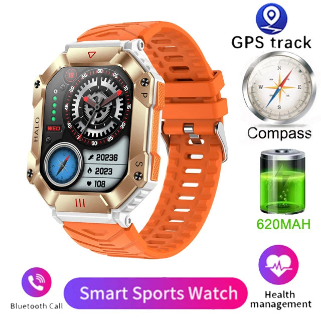Rugged Military Smartwatch for Men – IP67 Waterproof | Fitness Tracker | Bluetooth Calls | AI Voice | 6 Styles