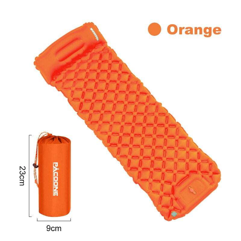 Camping Inflatable Mattress | Self-Inflating Sleeping Pad with Built-In Pillow