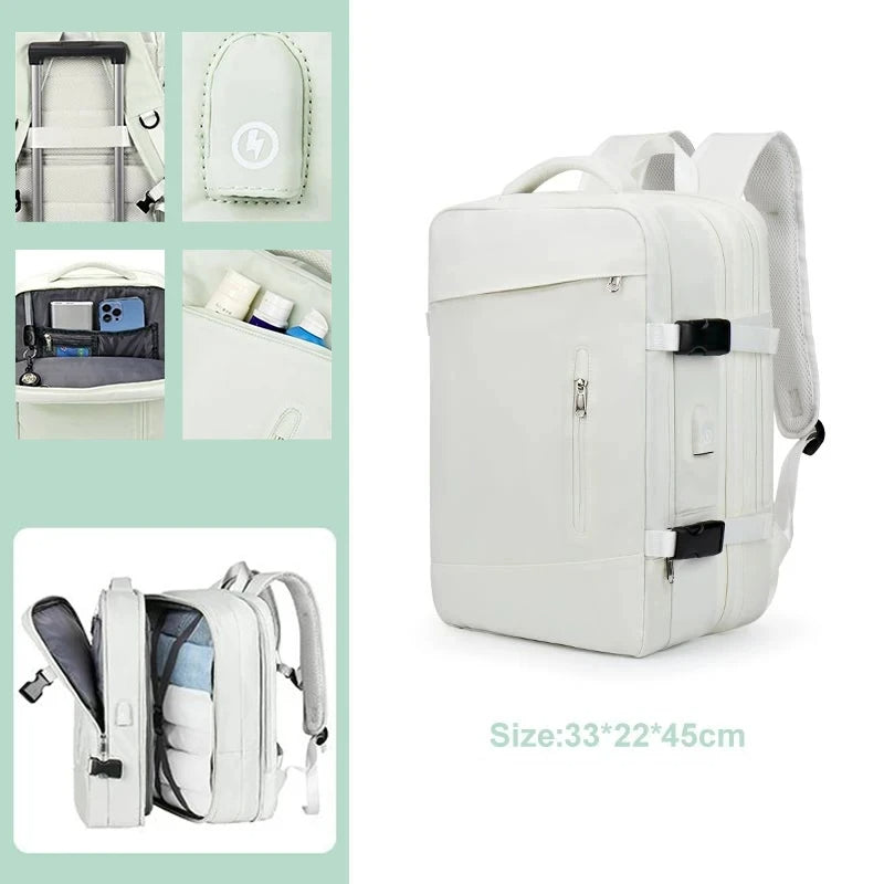 Expandable Travel Backpack – USB Charging Port | Laptop Compartment | Unisex | 8 Colors | Carry-On Friendly