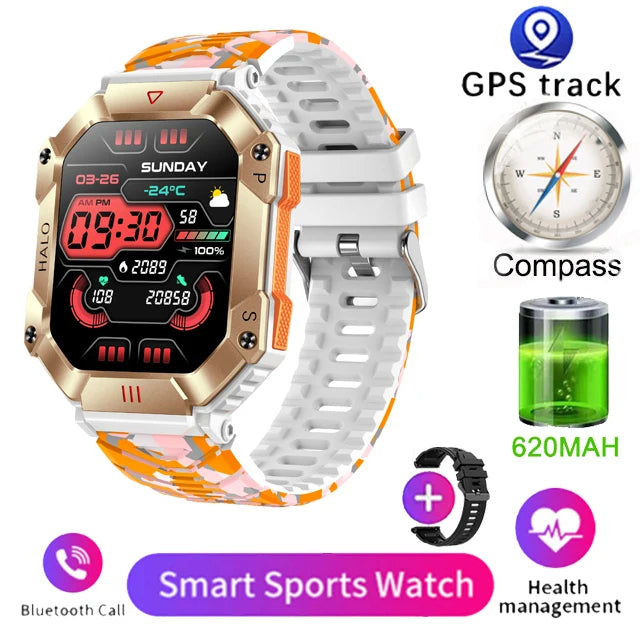 Rugged Military Smartwatch for Men – IP67 Waterproof | Fitness Tracker | Bluetooth Calls | AI Voice | 6 Styles