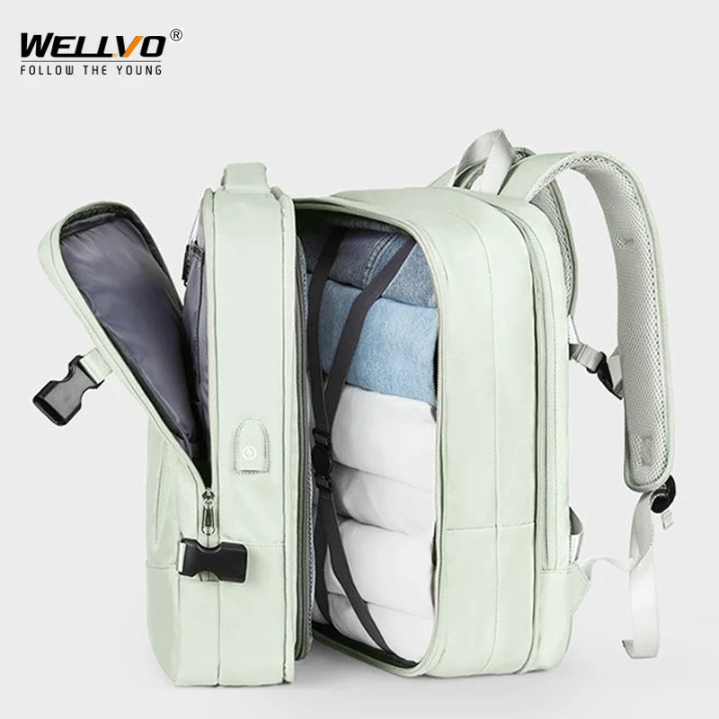 Expandable Travel Backpack – USB Charging Port | Laptop Compartment | Unisex | 8 Colors | Carry-On Friendly