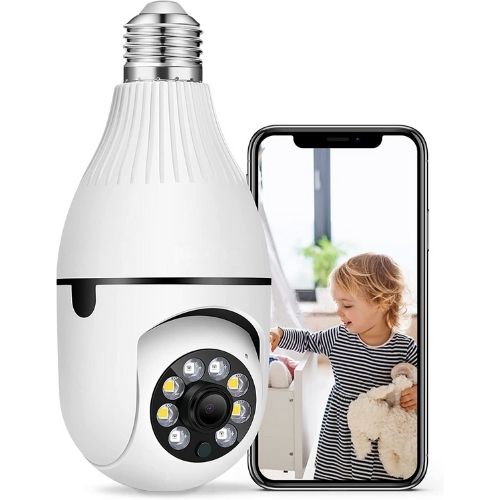 Light Bulb Security Camera | 4MP HD | 355° Motion Tracking | WiFi | Alexa & Google