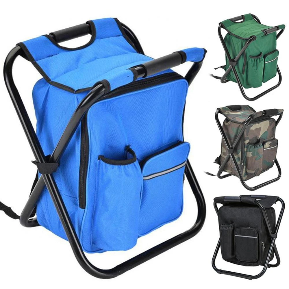 3-in-1 Backpack Chair Cooler | Folding Camping Seat with Insulated Cooler Bag