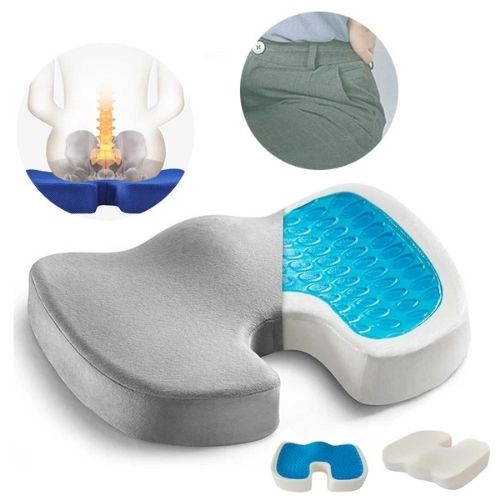 Orthopedic Memory Foam Gel Seat Cushion – Cooling Coccyx & Back Pain Relief