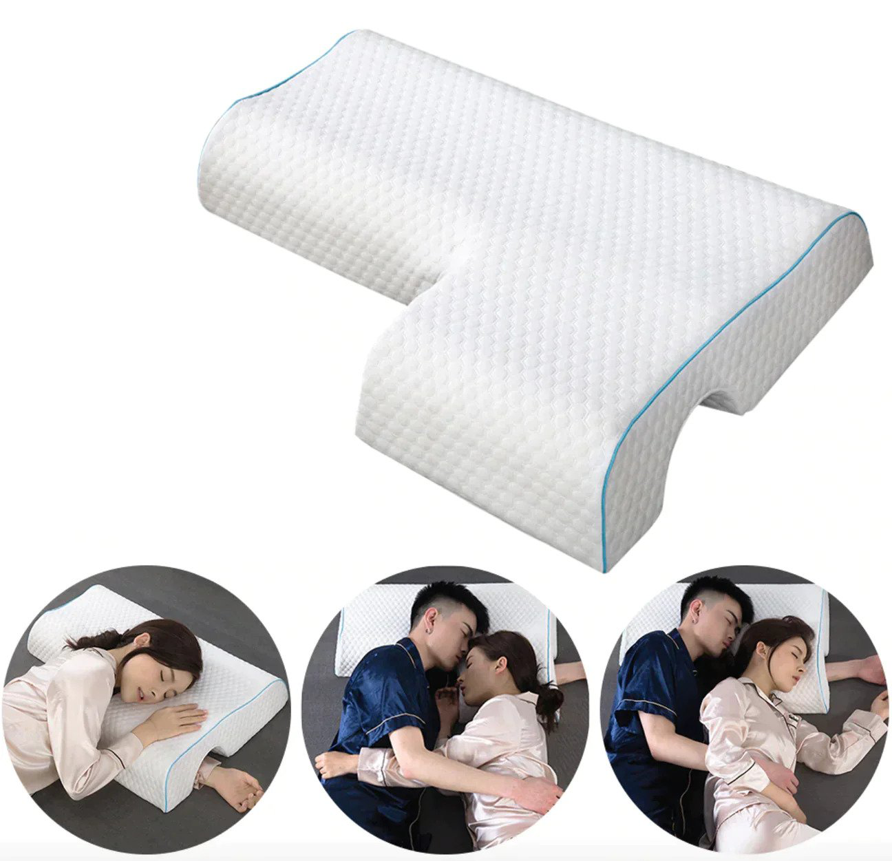 Couples Memory Foam Pillow | Arched Side Sleeper Cuddle Pillow