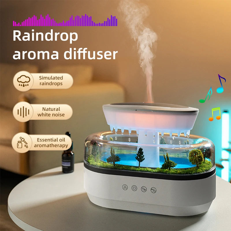 Rain Cloud Aroma Diffuser – Ultrasonic Essential Oil Diffuser | 7 Night Light Colors | Air Humidifier | Water Drip Design