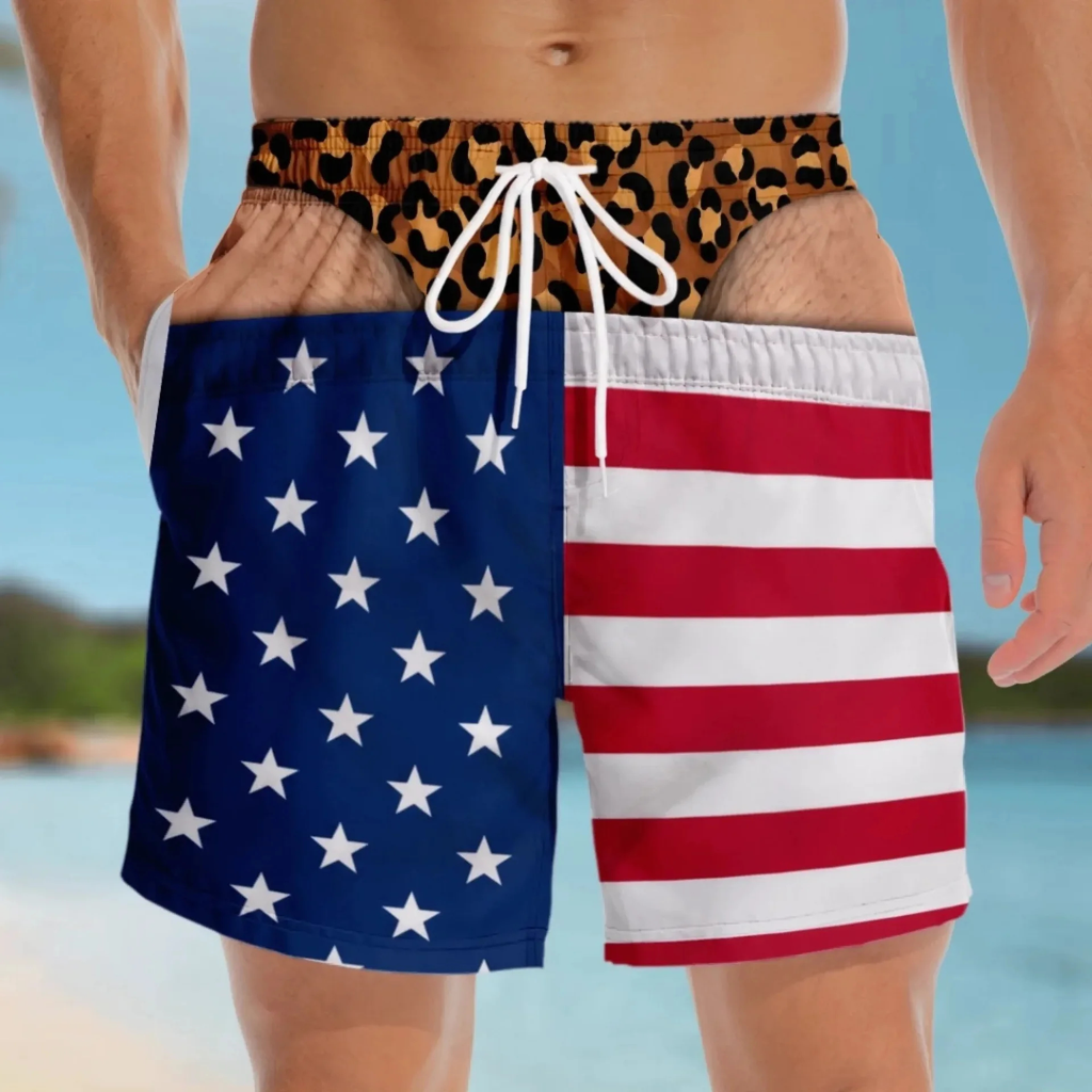 Funny Patriotic Men's Swim Trunks
