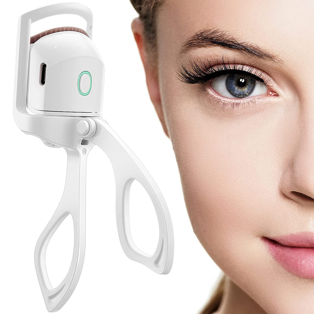 Electric Heated Eyelash Curler – USB Rechargeable | Long-Lasting Lift | Safe & Gentle | White & Pink