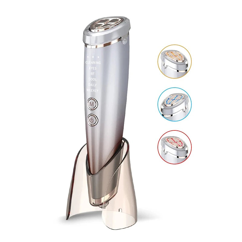 6-in-1 EMS Facial Massager – Microcurrent Face Lift Device with RF, LED Light Therapy & Hot/Cold Modes