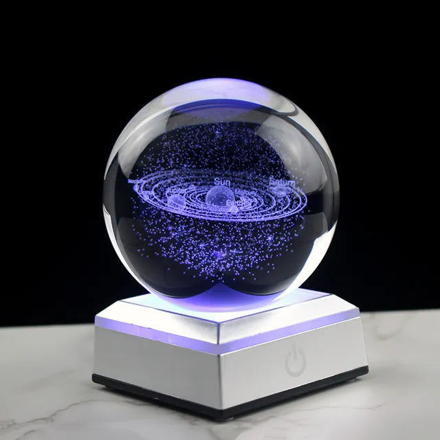 3D Galaxy Crystal Ball – Solar System Decor