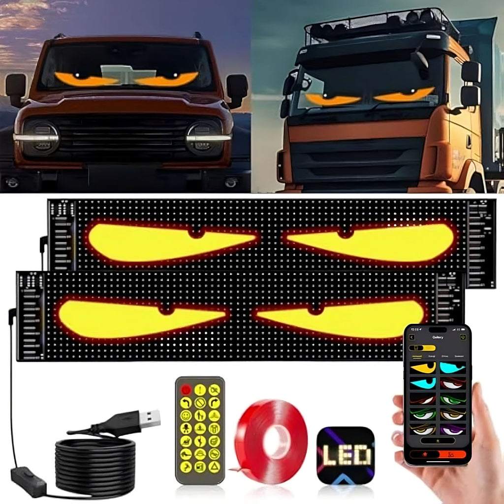 Dynamic Big Eye LED Windshield Display | App-Controlled Animated Car Lights