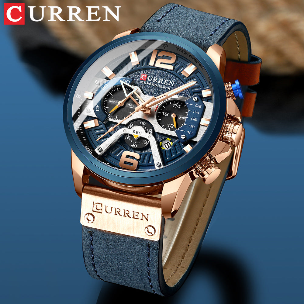 CURREN Men's Chronograph Watch – Luxury Style | Stainless Steel | Gift Box Included | 5 Color Options