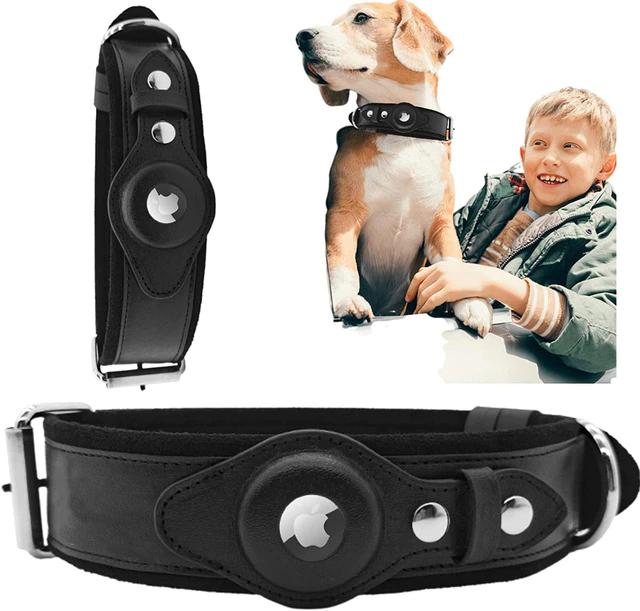 Leather AirTag Dog Collar | GPS Tracking | No Monthly Fee