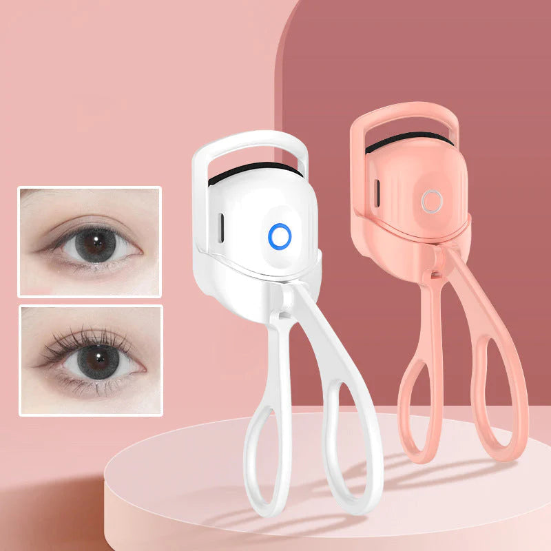 Electric Heated Eyelash Curler – USB Rechargeable | Long-Lasting Lift | Safe & Gentle | White & Pink
