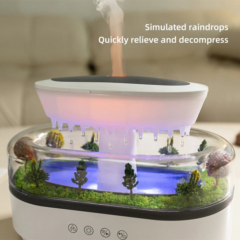Rain Cloud Aroma Diffuser – Ultrasonic Essential Oil Diffuser | 7 Night Light Colors | Air Humidifier | Water Drip Design