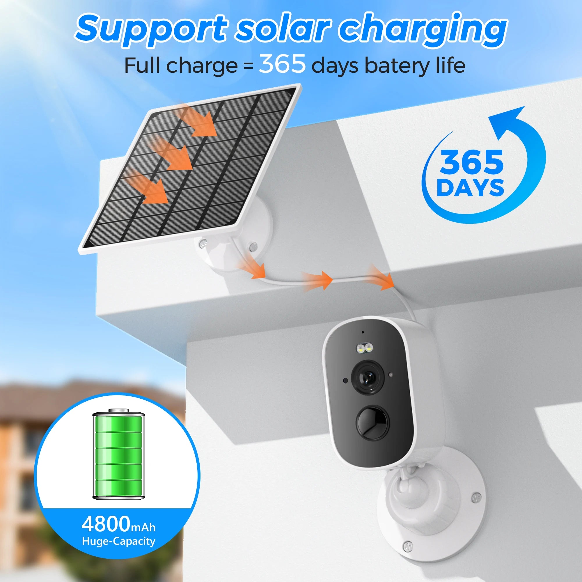 Solar Powered Outdoor Security Camera – 1080P WiFi Camera with Motion Detection & Two-Way Audio
