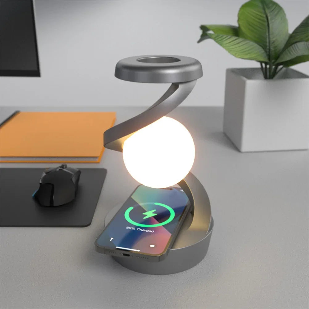 Levitating Ball Lamp | RGB LED Moon Lamp with 15W Wireless Charger