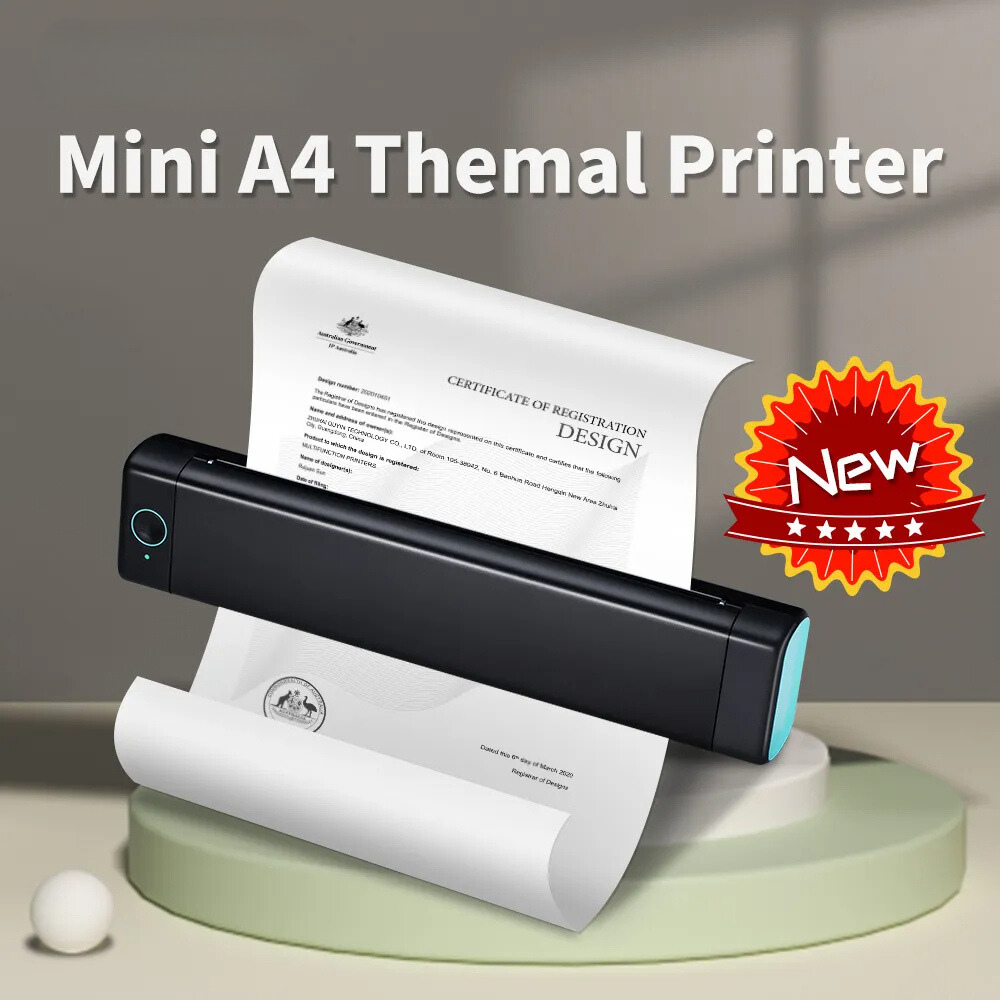 Portable Inkless Thermal Printer – A4 & Letter | Bluetooth | iOS, Android & Laptop | No Ink Needed | M08F