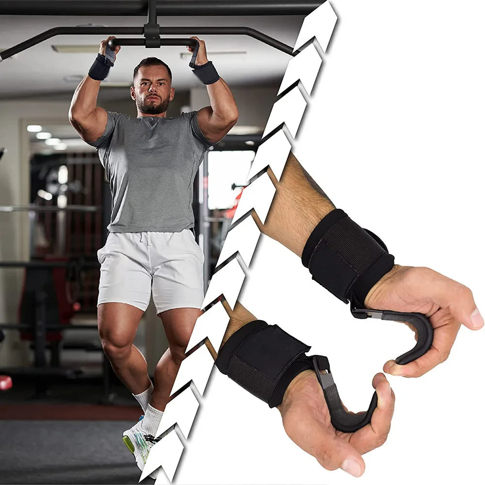 Weight Lifting Hooks with Wrist Straps – Heavy-Duty Gym Grip Support
