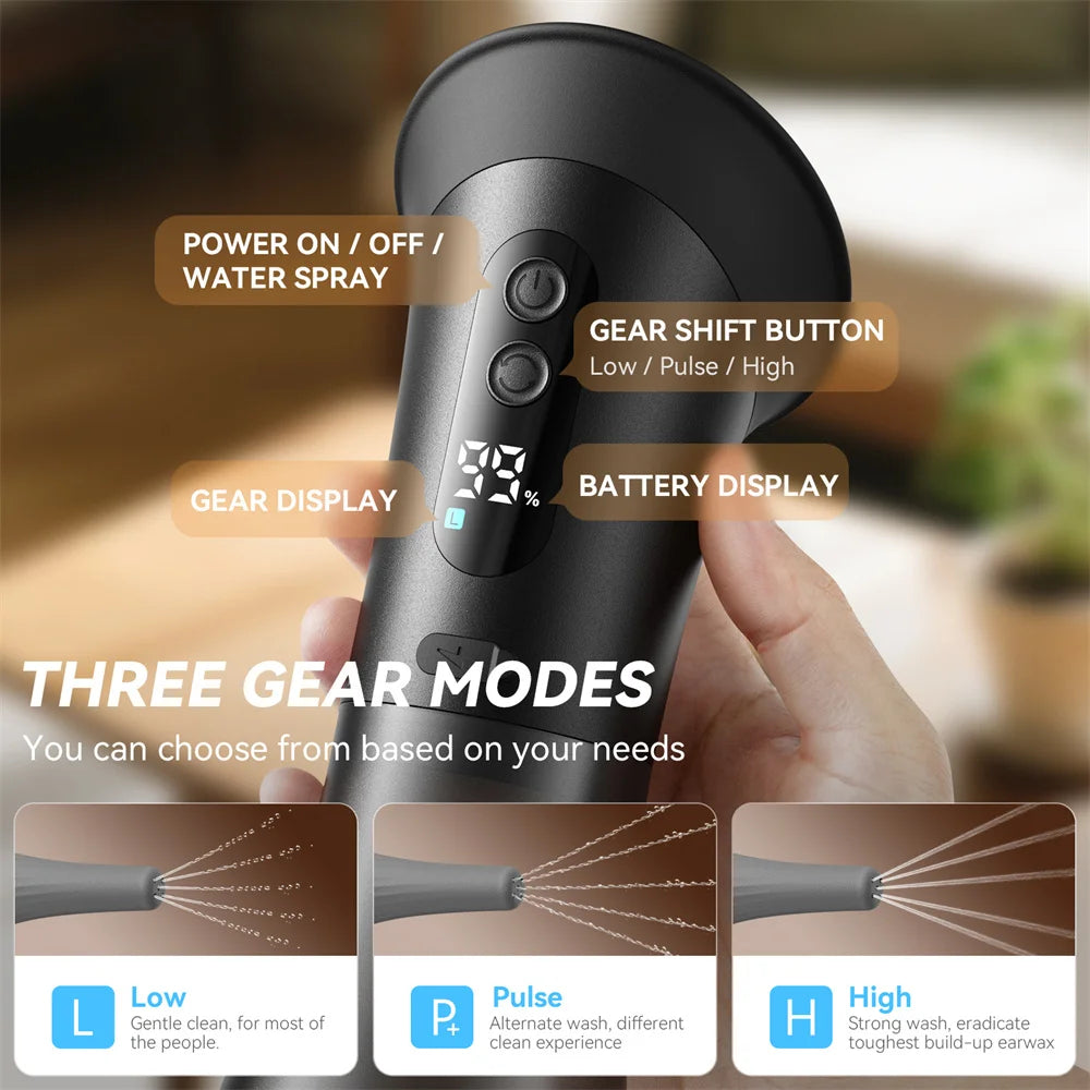 Electric Ear Irrigation Kit | 4 Pressure Levels | IPX7 Waterproof | Safe Ear Wax Removal