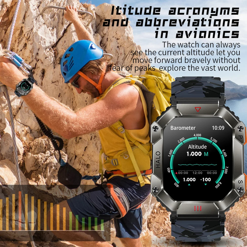 Rugged Military Smartwatch for Men – IP67 Waterproof | Fitness Tracker | Bluetooth Calls | AI Voice | 6 Styles