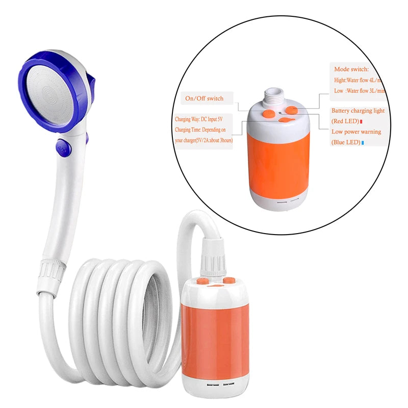 Portable Camping Shower Set | 5200mAh Electric Shower Pump