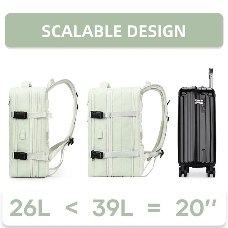 Expandable Travel Backpack – USB Charging Port | Laptop Compartment | Unisex | 8 Colors | Carry-On Friendly
