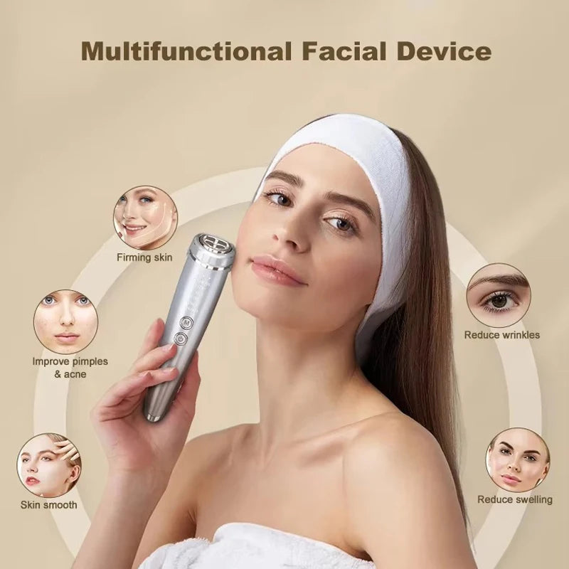 6-in-1 EMS Facial Massager – Microcurrent Face Lift Device with RF, LED Light Therapy & Hot/Cold Modes