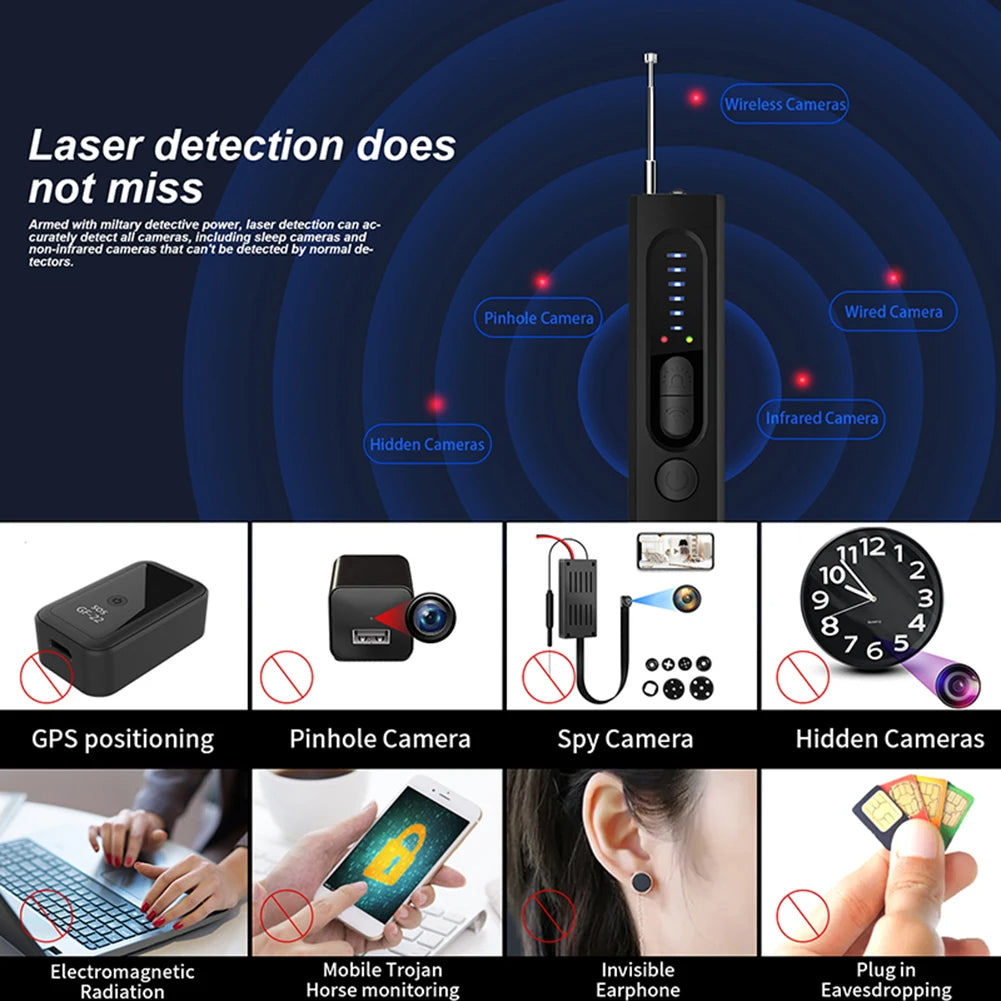 X13 Hidden Camera Detector – Infrared Laser, GPS & RF Bug Finder | 1MHz–6.5GHz | Hotel & Travel Security