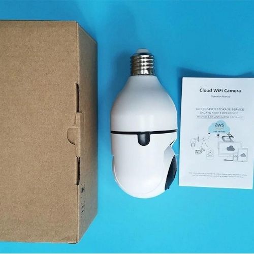 Light Bulb Security Camera | 4MP HD | 355° Motion Tracking | WiFi | Alexa & Google