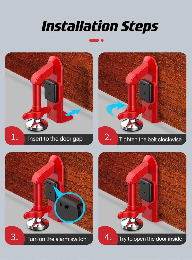 Door Stopper Alarm – TS21 Portable Security Lock | 80dB Alert | Hotel & Travel Safety | Aluminum Alloy