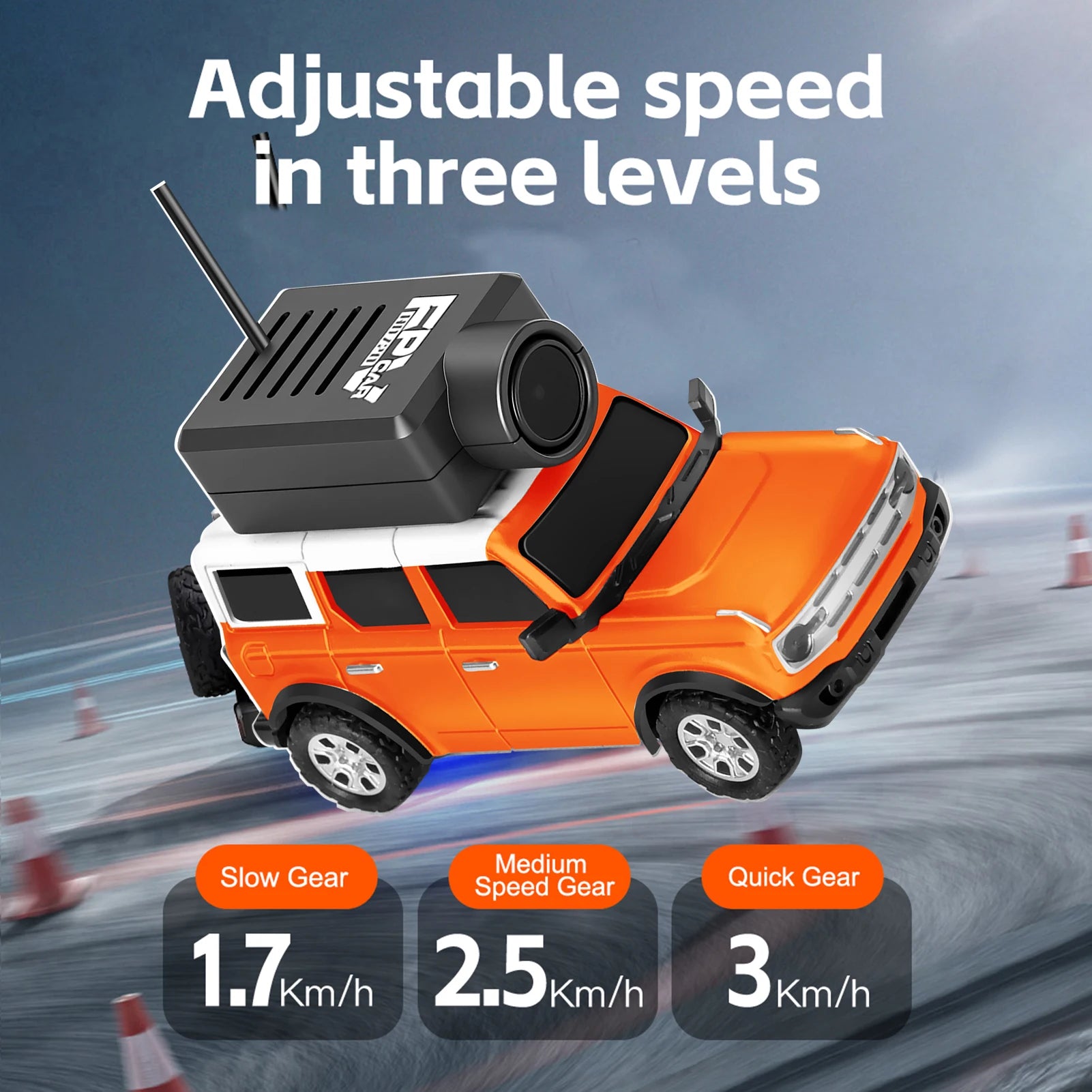 Mini RC Car with FPV Camera – 1:64 Scale, 720P WiFi, 3 Speed Modes, 4 Colors