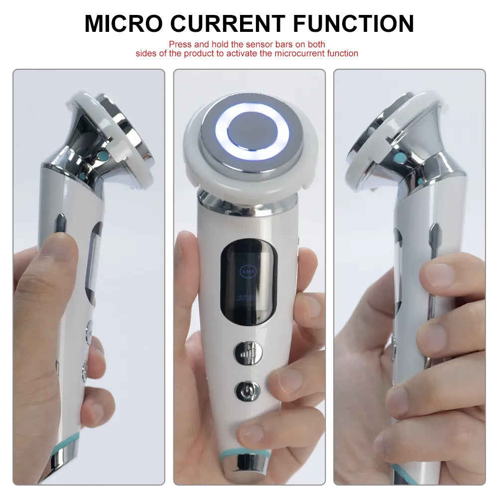 Multifunctional EMS Skin Tightening & Rejuvenation Kit – Red & Blue Light Therapy | Eye Massager | Micro-Current | 5-in-1