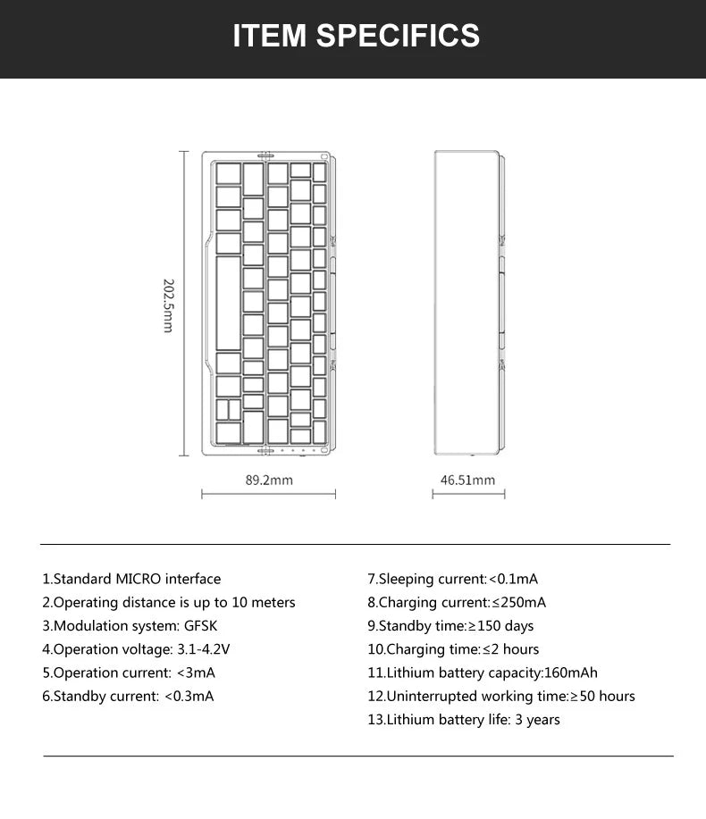 Foldable Bluetooth Keyboard – Aluminum Wireless Keyboard for Phone, Tablet & Laptop
