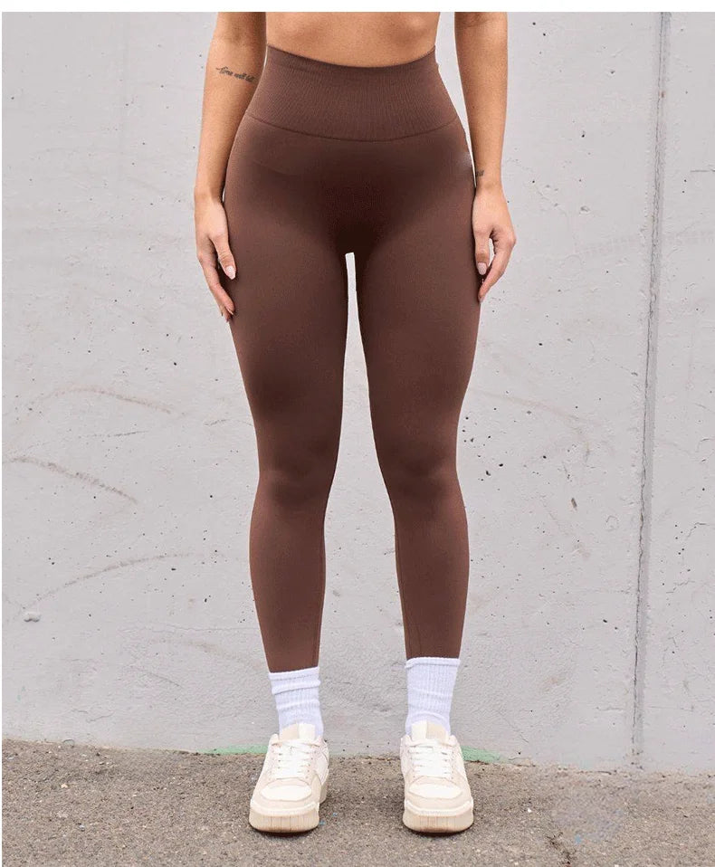 Women's High Waist Seamless Leggings – Butt Lifting Yoga Pants with V-Fold Back | S-L
