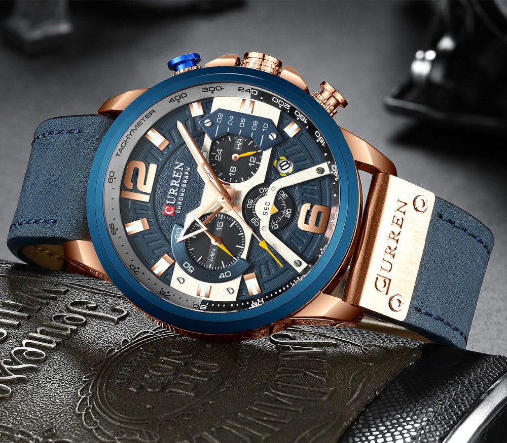 CURREN Men's Chronograph Watch – Luxury Style | Stainless Steel | Gift Box Included | 5 Color Options