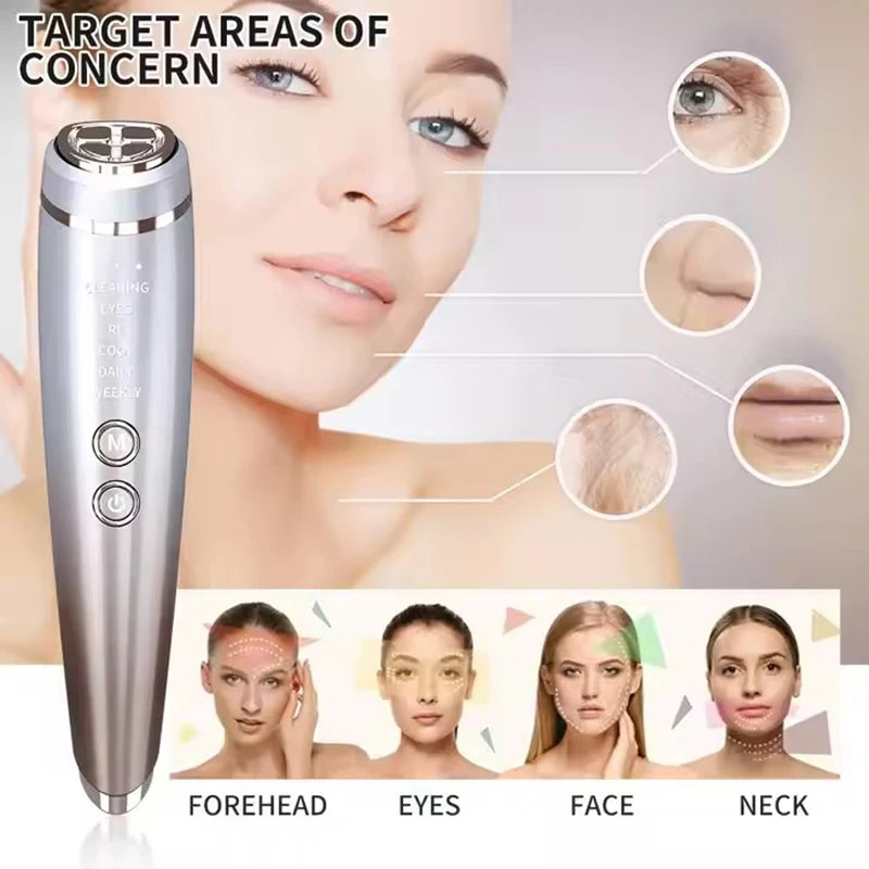 6-in-1 EMS Facial Massager – Microcurrent Face Lift Device with RF, LED Light Therapy & Hot/Cold Modes