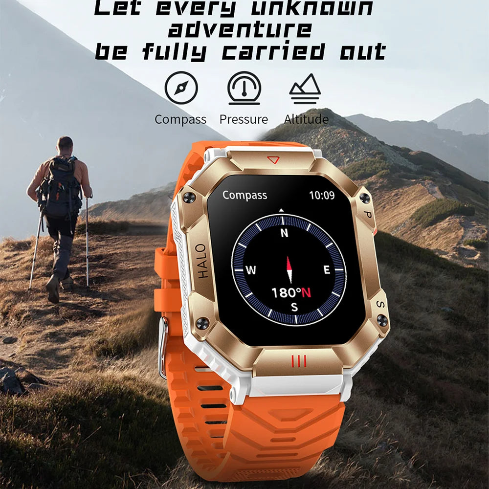 Rugged Military Smartwatch for Men – IP67 Waterproof | Fitness Tracker | Bluetooth Calls | AI Voice | 6 Styles