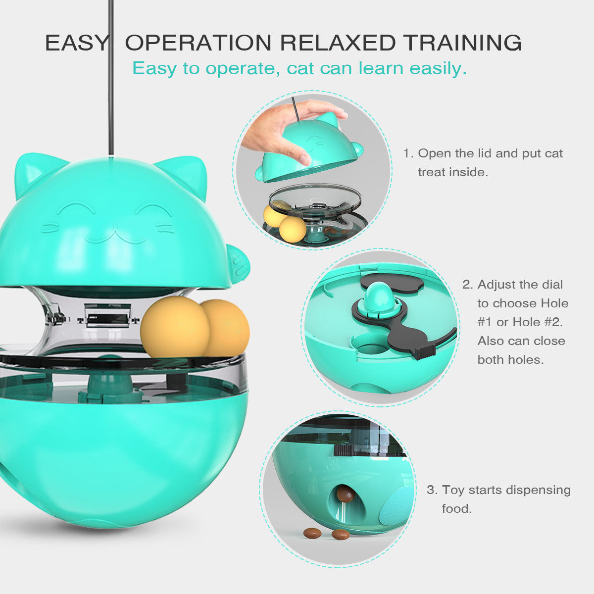 Interactive Cat IQ Treat Ball – Self-Play Food Dispenser Toy | Stimulates Mind & Reduces Boredom | 4 Colors