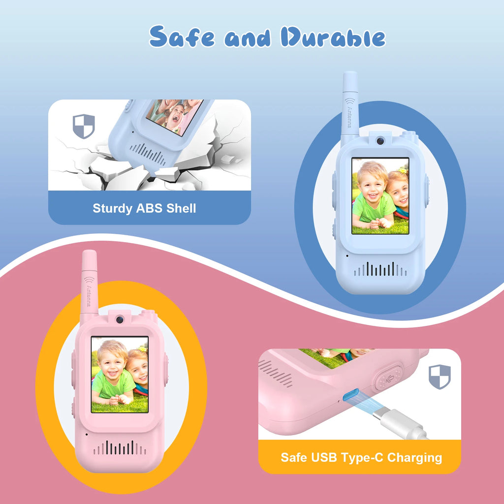 Kids Video Walkie Talkies with Screen – 2-Way Radio Toy with Voice Changer for Ages 3+