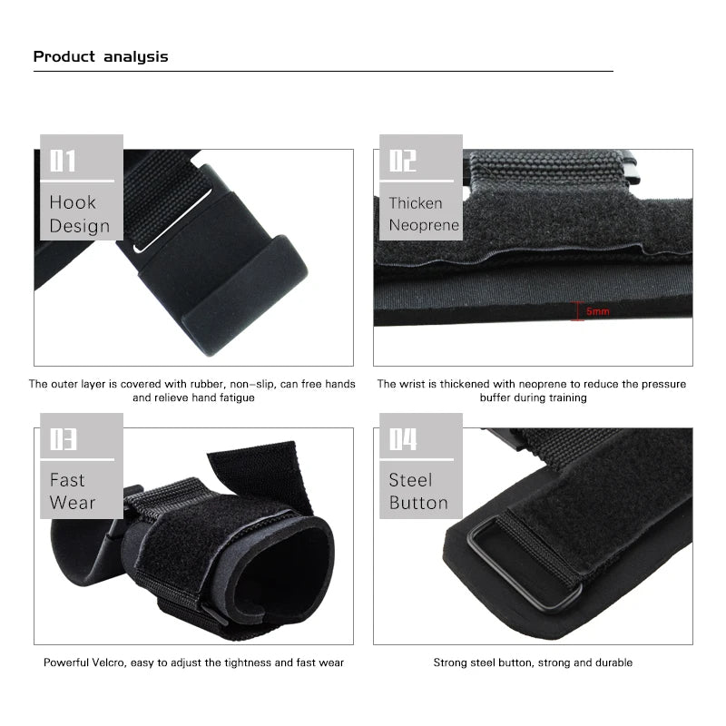 Weight Lifting Hooks with Wrist Straps – Heavy-Duty Gym Grip Support