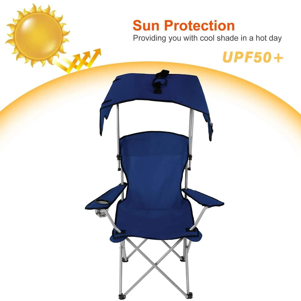 Camping Chair with Canopy | UPF 50+ Sunshade | 350 lbs Capacity