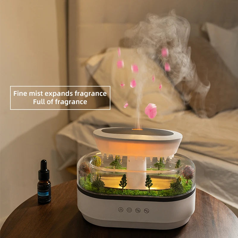 Rain Cloud Aroma Diffuser – Ultrasonic Essential Oil Diffuser | 7 Night Light Colors | Air Humidifier | Water Drip Design
