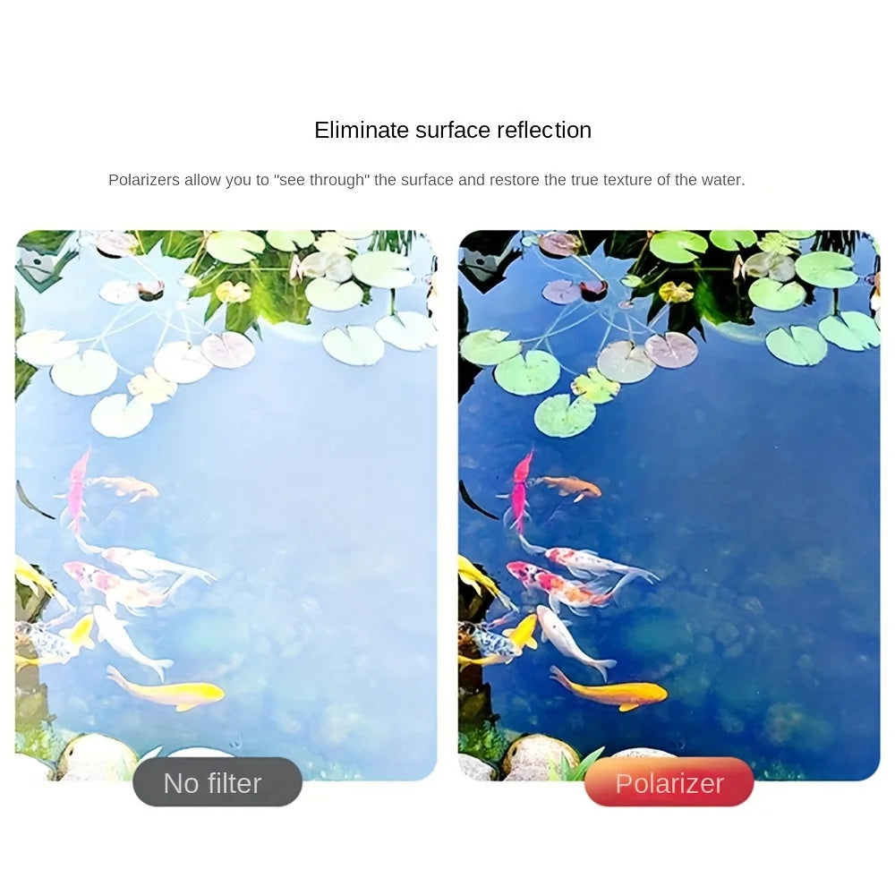 52mm Clip-On CPL Phone Camera Lens Filter – Anti-Glare Polarizing Lens for Smartphones
