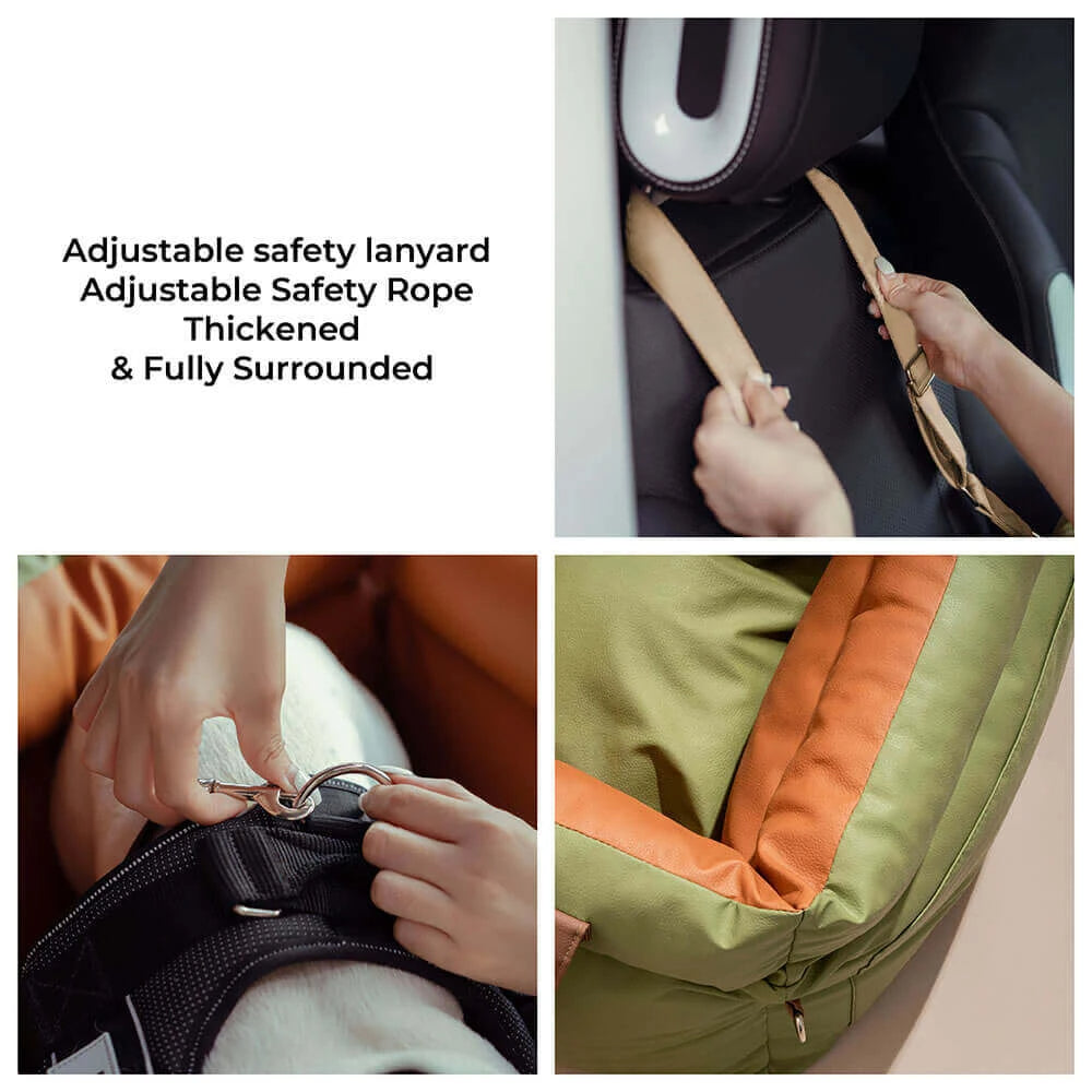 Dog Car Seat Bed with Safety Buckle – Waterproof, Anti-Slip | Converts to Pet Bed | Small & Medium Dogs