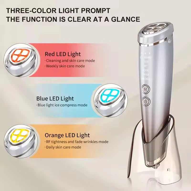 6-in-1 EMS Facial Massager – Microcurrent Face Lift Device with RF, LED Light Therapy & Hot/Cold Modes